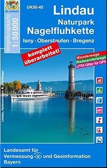 UK50-45 Lindau, Naturpark Nagelfluhkette: Lindau (Bodensee), Isny i.Allgäu, Oberstaufen, Bregenz, Wangen i.Allgäu, Lindenberg i.Allgäu, Immenstadt ... Karte Freizeitkarte Wanderkarte)