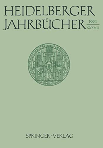 Heidelberger Jahrbücher (Heidelberger Jahrbücher, 38, Band 38)
