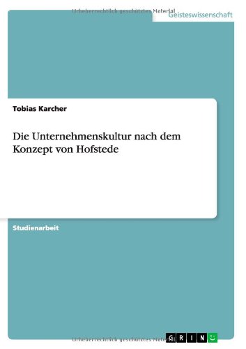 Die Unternehmenskultur nach dem Konzept von Hofstede