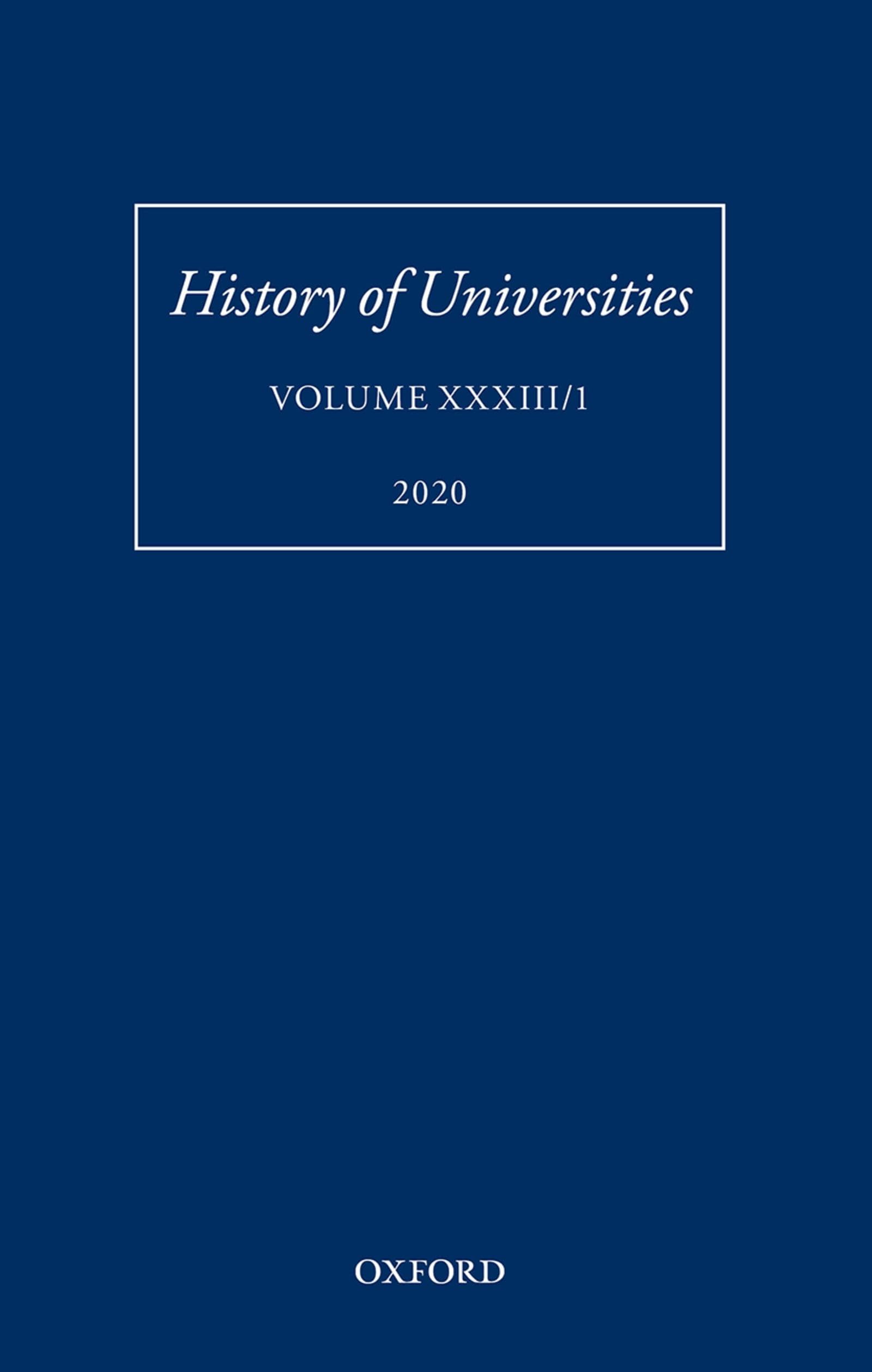 History of Universities XXXIII/1: Volume XXXIII/1
