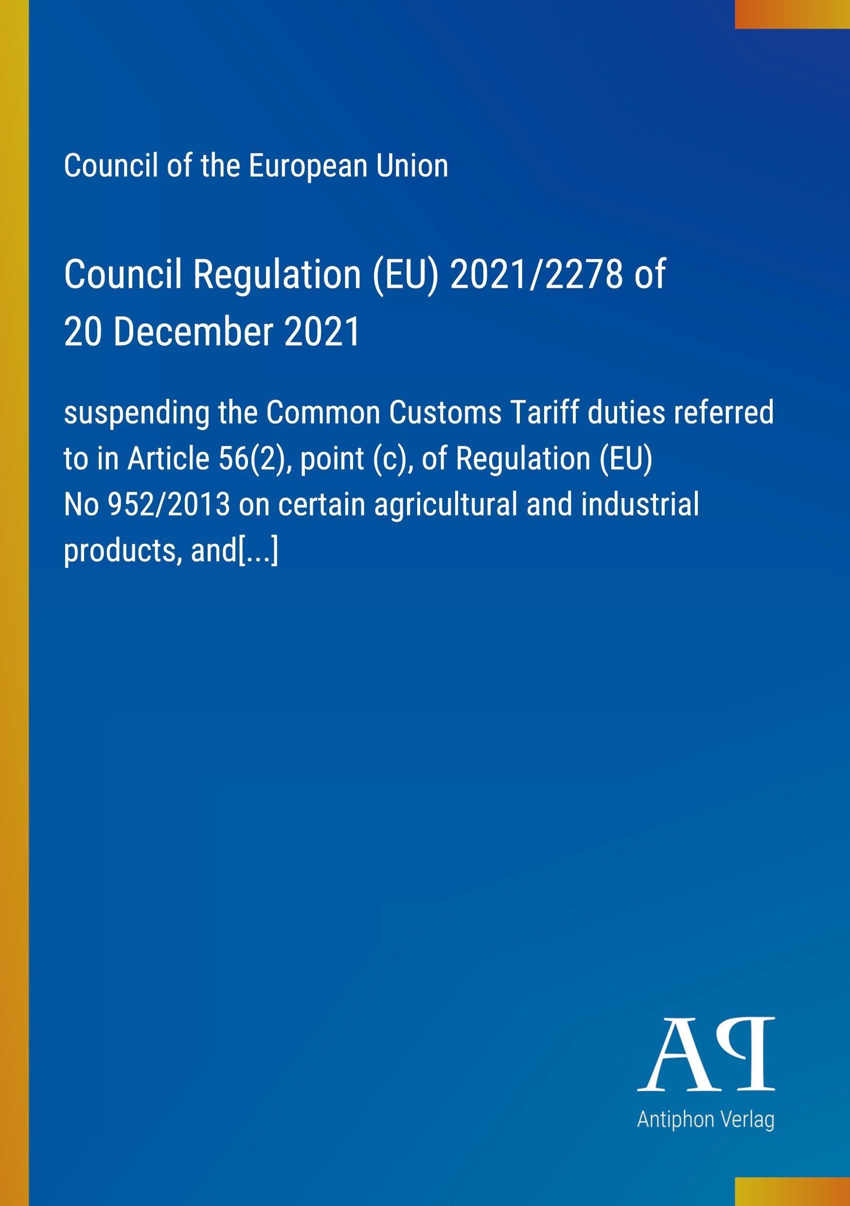Council Regulation (EU) 2021/2278 of 20 December 2021