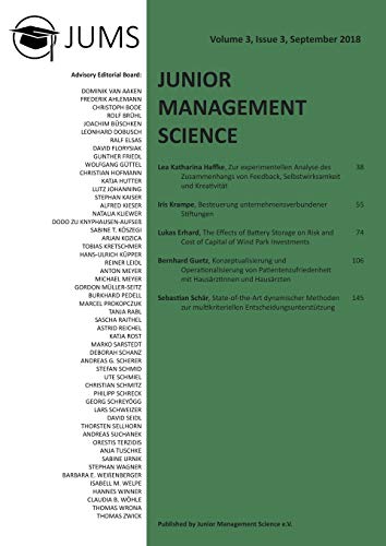 Junior Management Science, Volume 3, Issue 3, September 2018