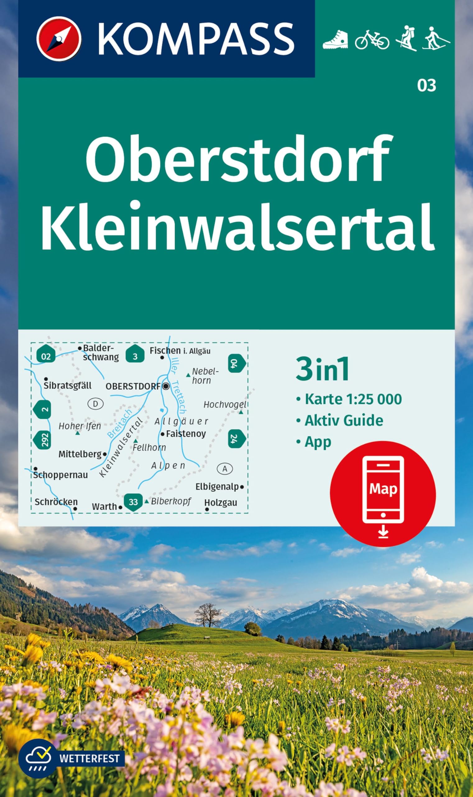 unbekannt Kompass Wanderkarte 03 Oberstdorf, Kleinwalsertal 1, 25.000, 3in1 Wanderkarte Mit Aktiv Guide Inklusive Karte Zur Offline Verwendung In Der