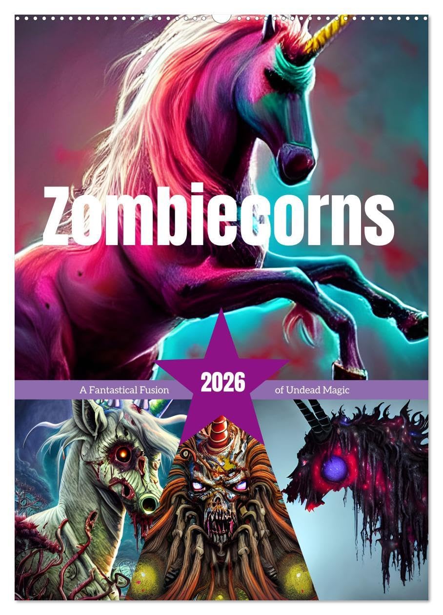 Zombiecorns (Wall Calendar 2026 DIN A2 portrait), CALVENDO 12 Month Wall Calendar: A Fantastical Fusion of Undead Magic