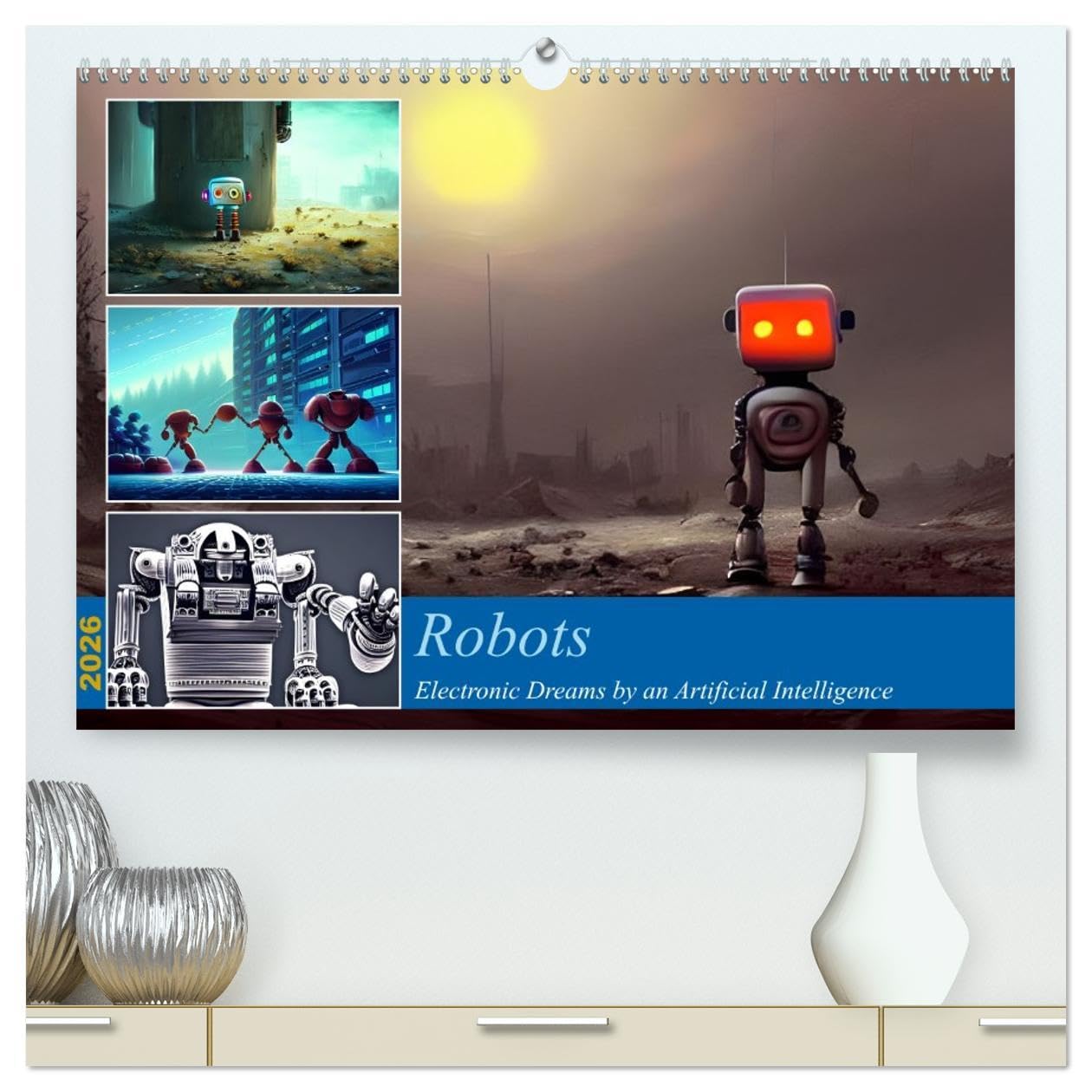 Robots (High Quality Premium Wall Calendar 2026 DIN A2 landscape),CALVENDO 12 Month Wall Calendar: Electronic Dreams by an Artificial Intelligence