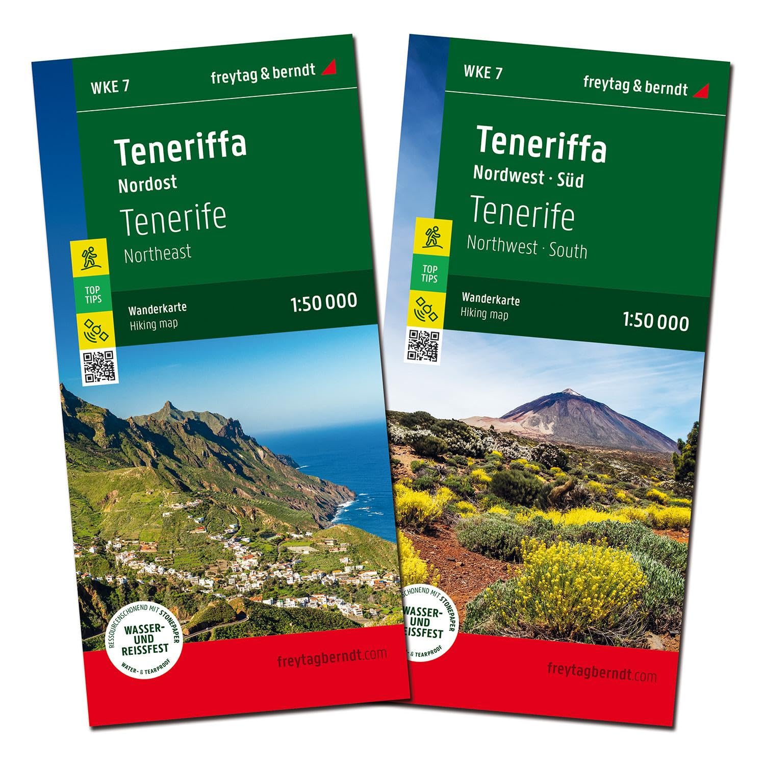 Teneriffa, Wanderkarten-Set 1:50.000, freytag & berndt: 2 Blätter in Kunststoff-Hülle mit Wanderungen und Top Tips, wasserfest und reißfest (freytag & berndt Wander-Rad-Freizeitkarten)