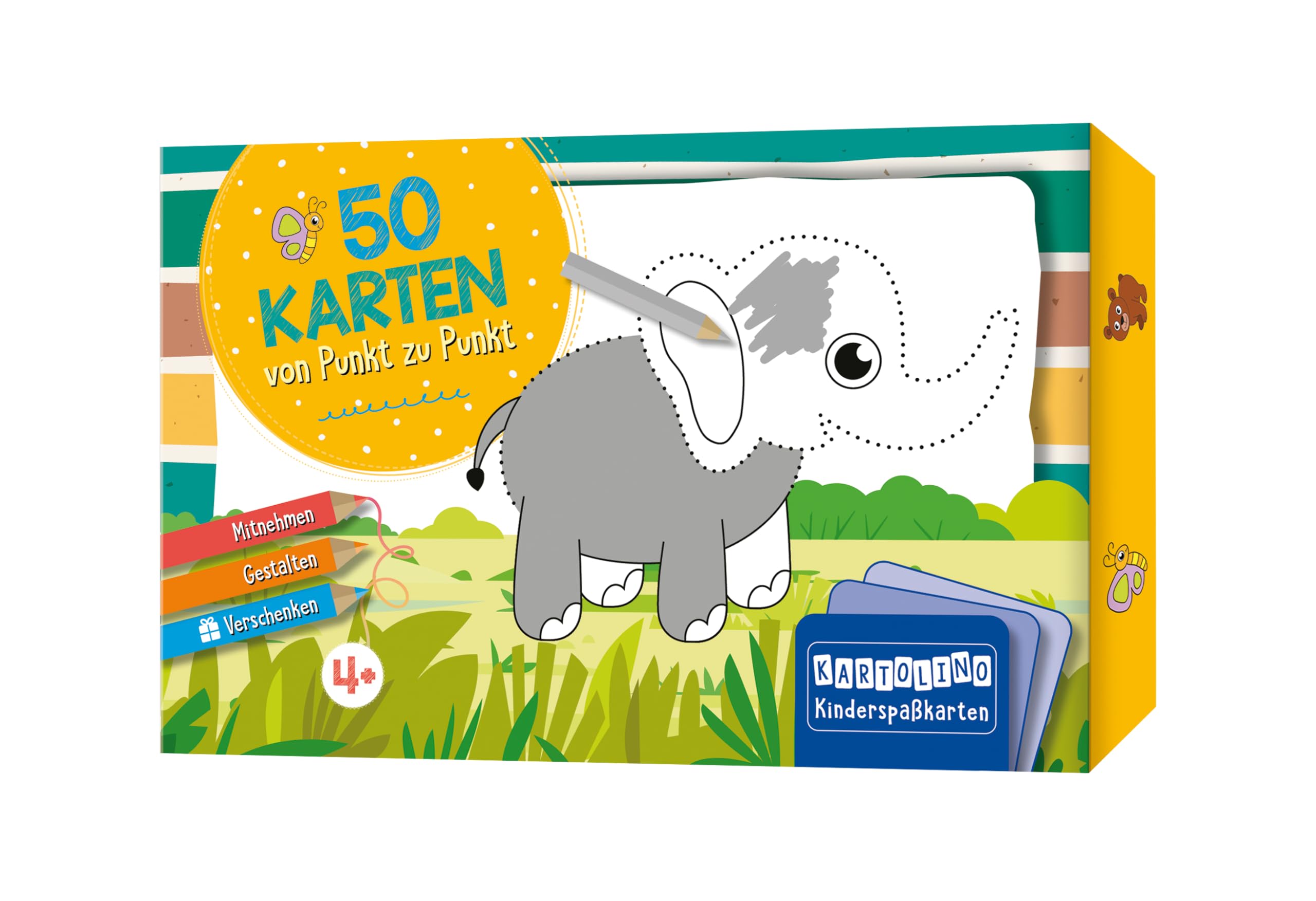 50 Karten von Punkt zu Punkt - Tiere: Mitnehmen, gestalten, verschenken (KARTOLINO Kinderspaßkarten)