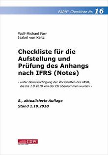 Farr, Checkliste 16 (Anhang n. IFRS), 8. A.: - unter Berücksichtigung der Vorschriften des IASB, die bis 1.4.2016 von der EU übernommen wurden, Stand 01.01.2019