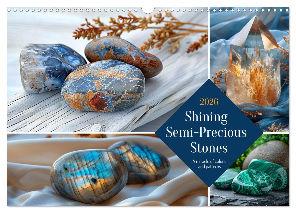 Shining Semi-Precious Stones (Wall Calendar 2026 DIN A3 landscape), CALVENDO 12 Month Wall Calendar: Gemstones - the colorful magic of nature