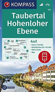 KOMPASS Wanderkarte Taubertal, Hohenloher Ebene: 4in1 Wanderkarte 1:50000 mit Aktiv Guide und Detailkarten inklusive Karte zur offline Verwendung in ... (KOMPASS-Wanderkarten, Band 772)