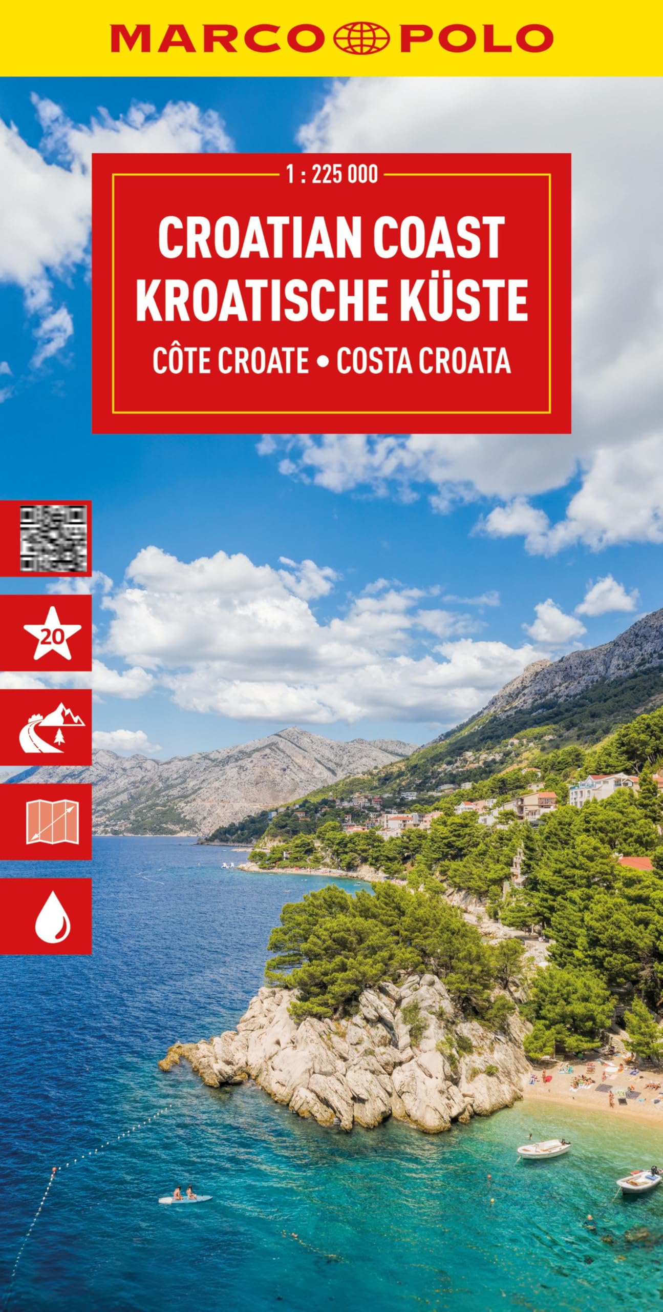 Marco Polo Reisekarte Kroatische Küste 1, 225.000, Adriatische Küstenstraße, Istrien, Dalmatien (Marco Polo Maps)