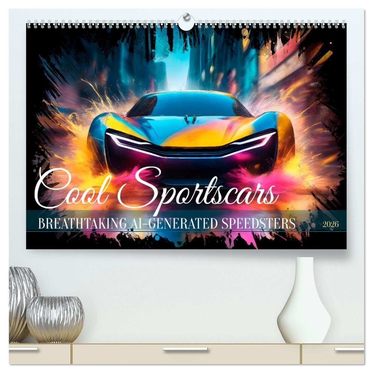 COOL SPORTSCARS Breathtaking AI-generated speedsters (High Quality Premium Wall Calendar 2026 DIN A2 landscape),CALVENDO 12 Month Wall Calendar: Feeling of dynamic street scenes