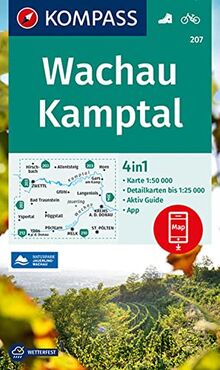 KOMPASS Wanderkarte 207 Wachau, Kamptal: 4in1 Wanderkarte 1:50000 mit Aktiv Guide und Detailkarten inklusive Karte zur offline Verwendung in der ... (KOMPASS-Wanderkarten, Band 207)