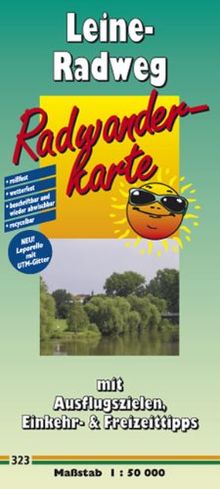 Radwanderkarte Leine-Radweg: Mit Ausflugszielen, Einkehr- und Freizeittipps, reissfest, wetterfest, beschriftbar und wieder abwischbar. 1:50000
