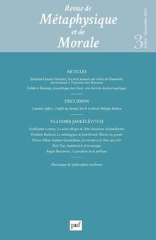 Revue de métaphysique et de morale, n° 3 (2022). Vladimir Jankélévitch