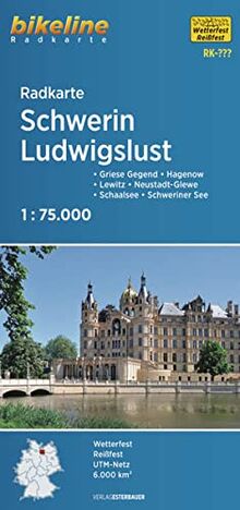 Radkarte Schwerin Ludwigslust (RK-MV04): Griese Gegend – Lewitz – Hagenow – Neustadt-Glewe – Schaalsee – Schweriner See, 1:75.000, wetterfest/reißfest, GPS-tauglich mit UTM-Netz (Bikeline Radkarte)
