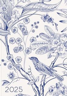 Lady-Timer Blue Garden 2025: Buchkalender - Terminplaner. 1 Woche 4 Seiten. Format: 10,5 x 14,8 cm
