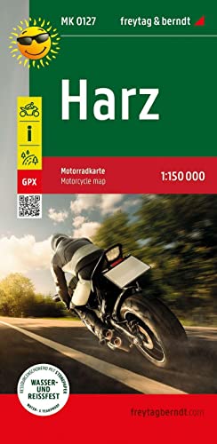 Harz, Motorradkarte 1:150.000, freytag & berndt: Toureninfos, GPX Tracks, wasserfest und reißfest (Motorradkarte: MK)