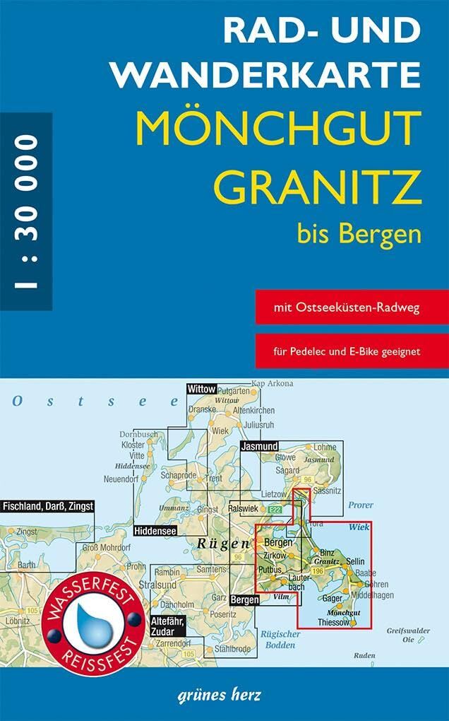 Rad- und Wanderkarte Mönchgut, Granitz, bis Bergen