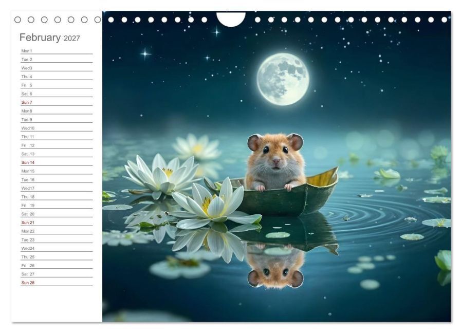 Hamster's Bedtime Calendar - Twelve magical dream worlds (Wall Calendar 2027 DIN A4 landscape), CALVENDO 12 Month Wall Calendar