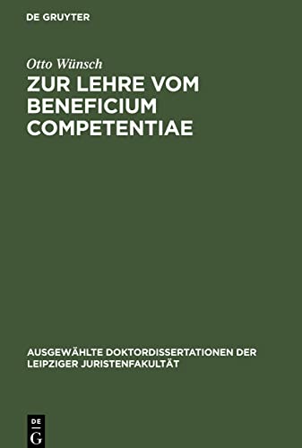 Zur Lehre vom Beneficium Competentiae