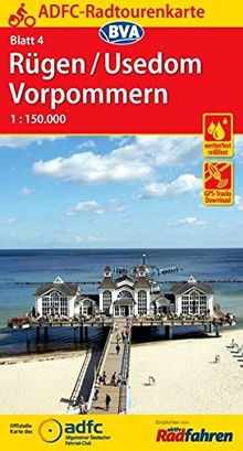 ADFC-Radtourenkarte 4 Rügen/Usedom Vorpommern 1:150.000, reiß- und wetterfest, GPS-Tracks Download (ADFC-Radtourenkarte 1:150000)