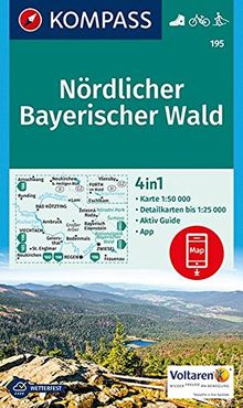 Nördlicher Bayerischer Wald: 4in1 Wanderkarte 1:50000 mit Aktiv Guide und Detailkarten inklusive Karte zur offline Verwendung in der KOMPASS-App. Fahrradfahren. Langlaufen. (KOMPASS-Wanderkarten)