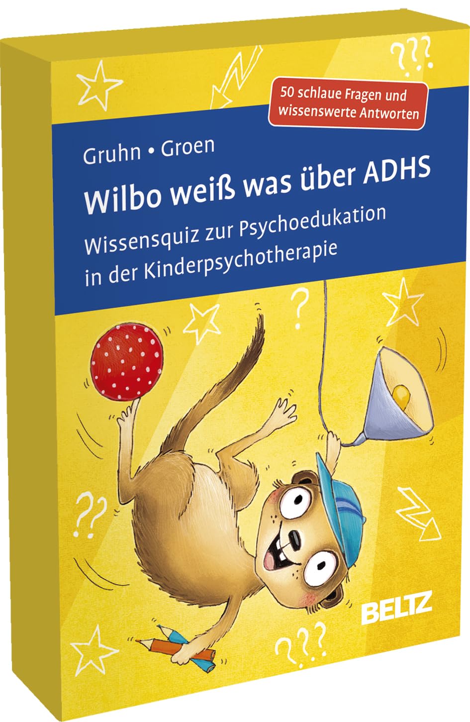 Wilbo weiß was über ADHS: Wissensquiz zur Psychoedukation in der Kinderpsychotherapie. 50 Fragen und wissenswerte Antworten. Mit 16-seitigem Booklet ... 9,8 x 14,3 cm (Beltz Therapiekarten)