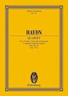 Streichquartett G-Dur, "Komplimentier": op. 77/1. Hob. III: 81. 2 Violinen, Viola und VioleonVioloncello. Studienpartitur. (Eulenburg Studienpartituren)
