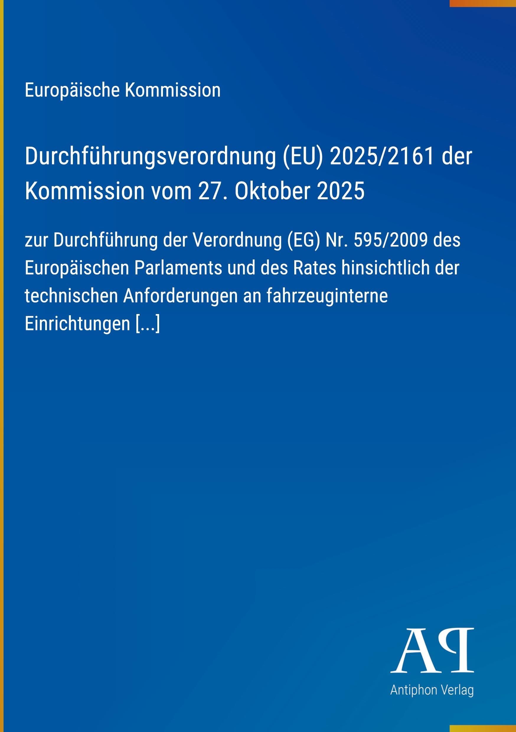 Durchführungsverordnung (EU) 2025/2161 der Kommission vom 27. Oktober 2025