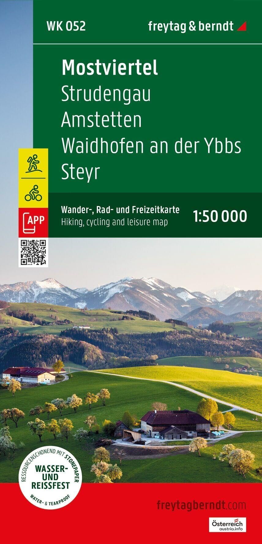 freytag & berndt Wanderkarte Mostviertel, Strudengau - Donauland - Amstetten - Waidhofen an der Ybbs - Steyr 1:50.000 - Neuware