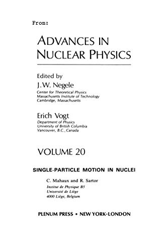 Advances in Nuclear Physics: Volume 20 (Advances in Nuclear Physics, 20, Band 20)