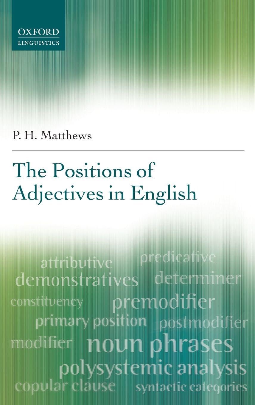 POSITIONS OF ADJECTIVES IN ENGLISH C