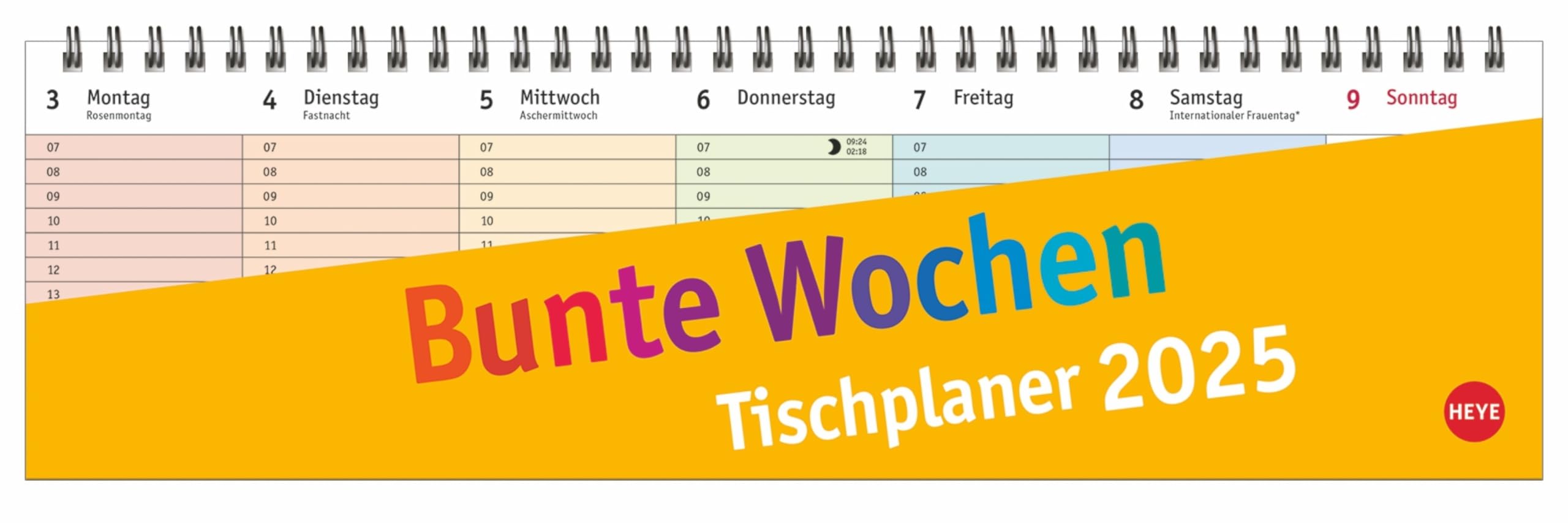 Bunte Wochen Wochenquerplaner 2025: Übersichtlicher Umklapp-Kalender