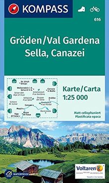 Gröden, Val Gardena, Sella, Canazei: Wanderkarte mit Radrouten. GPS-genau. 1:25000. (KOMPASS-Wanderkarten, Band 616)