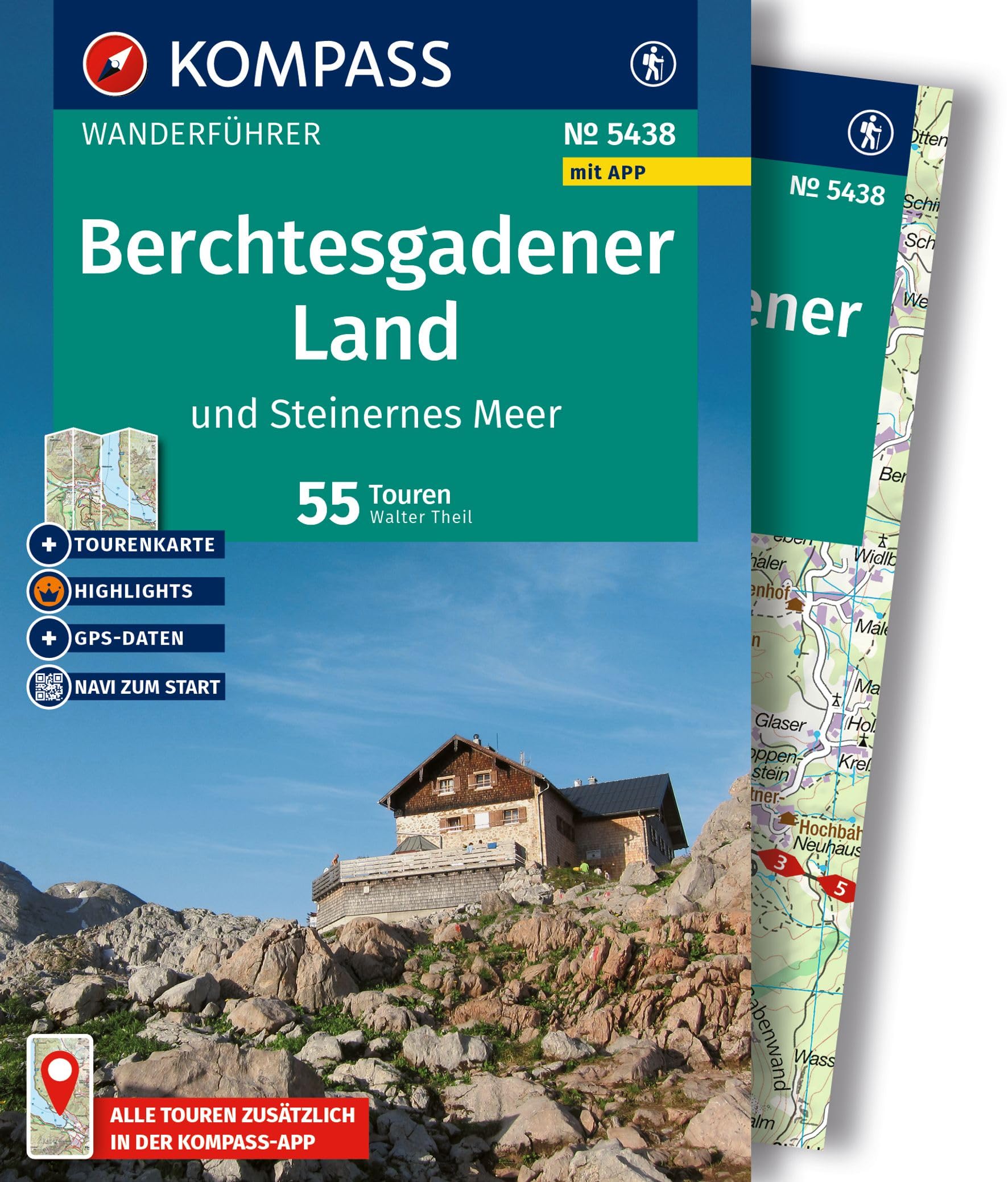 KOMPASS Wanderführer Berchtesgadener Land und Steinernes Meer, 55 Touren mit Extra-Tourenkarte: mit Touren und GPS-Daten in der KOMPASS-App