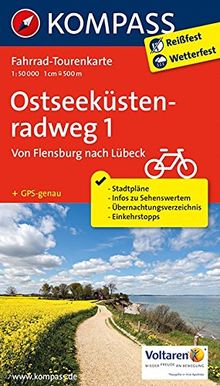 Ostseeküstenradweg 1, Von Flensburg nach Lübeck: Fahrrad-Tourenkarte. GPS-genau. 1:50000. (KOMPASS-Fahrrad-Tourenkarten, Band 7052)