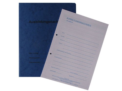 Berichtsheft / Ausbildungsnachweise als Block tägliche Eintragungen - für 1 Jahr: tägliche Eintragungen (Mo.-So.) mit Sammelhefter aus Karton