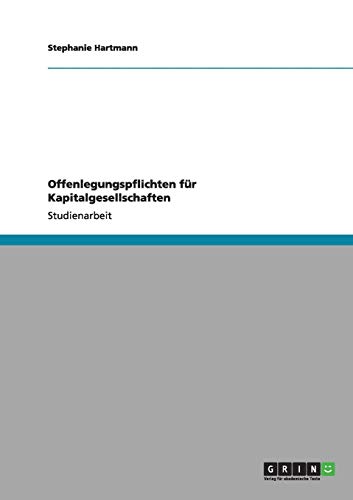 Offenlegungspflichten für Kapitalgesellschaften