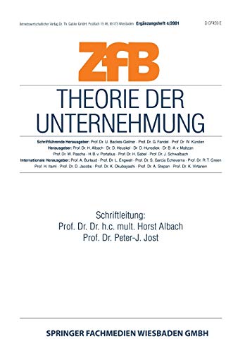 Theorie der Unternehmung (ZfB Special Issue, 4, Band 4)
