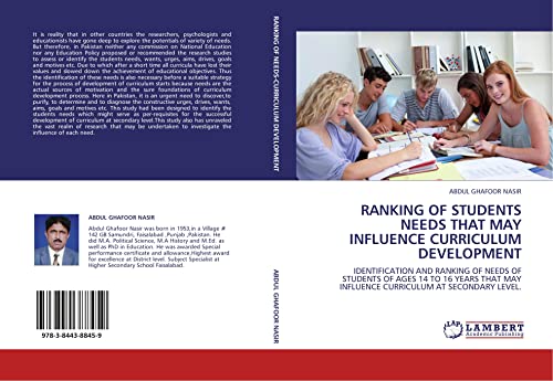 RANKING OF STUDENTS NEEDS THAT MAY INFLUENCE CURRICULUM DEVELOPMENT: IDENTIFICATION AND RANKING OF NEEDS OF STUDENTS OF AGES 14 TO 16 YEARS THAT MAY INFLUENCE CURRICULUM AT SECONDARY LEVEL.