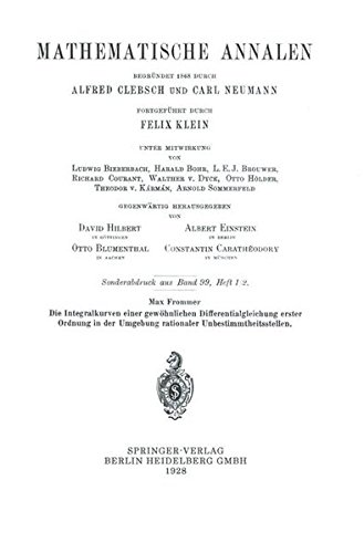 Die Integralkurven Einer Gewöhnlichen Differentialgleichung Erster Ordnung in der Umgebung Rationaler Unbestimmtheitsstellen (Mathematische Annalen)