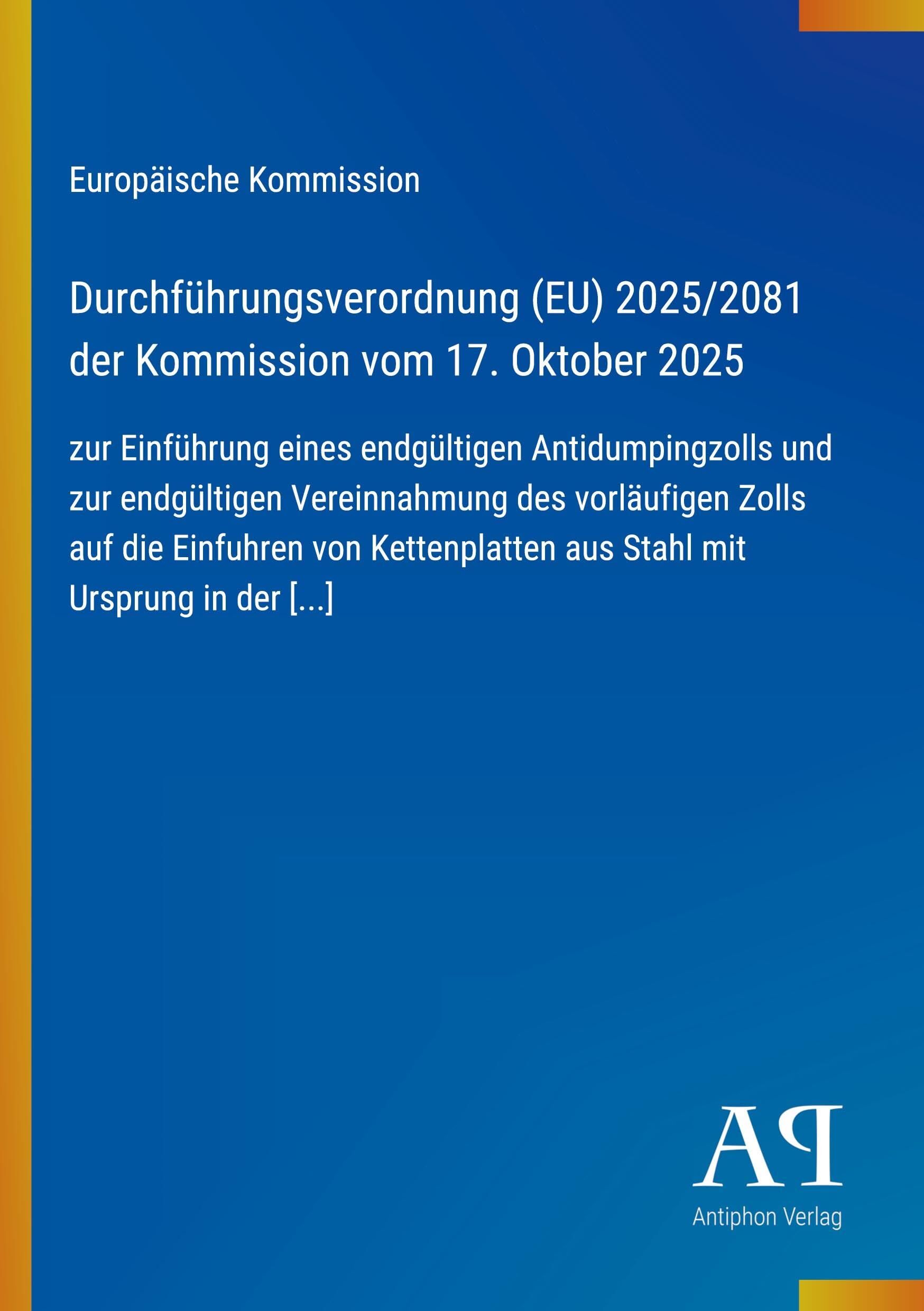 Durchführungsverordnung (EU) 2025/2081 der Kommission vom 17. Oktober 2025