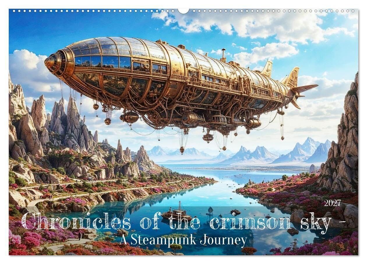 Chronicles of the crimson sky - A Steampunk Journey (Wall Calendar 2027 DIN A2 landscape), CALVENDO 12 Month Wall Calendar