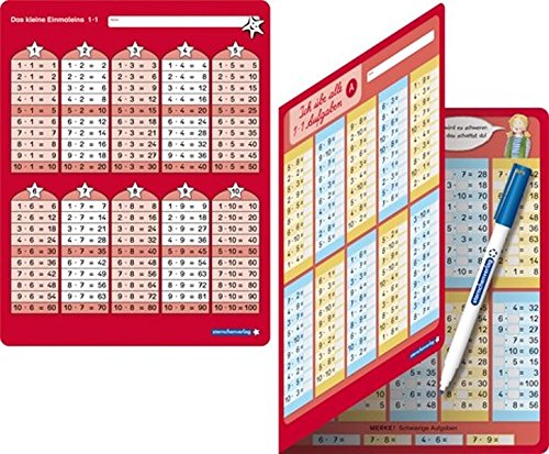 Das kleine 1x1 und Ich übe alle 1x1 Aufgaben mit Stift im Set: 2 Übungstafeln im großen Format, trocken abwischbar ohne zu schmieren und ohne Farbrückstände für die 2. Klasse