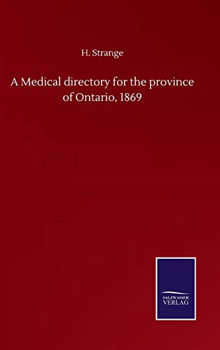 A Medical directory for the province of Ontario, 1869
