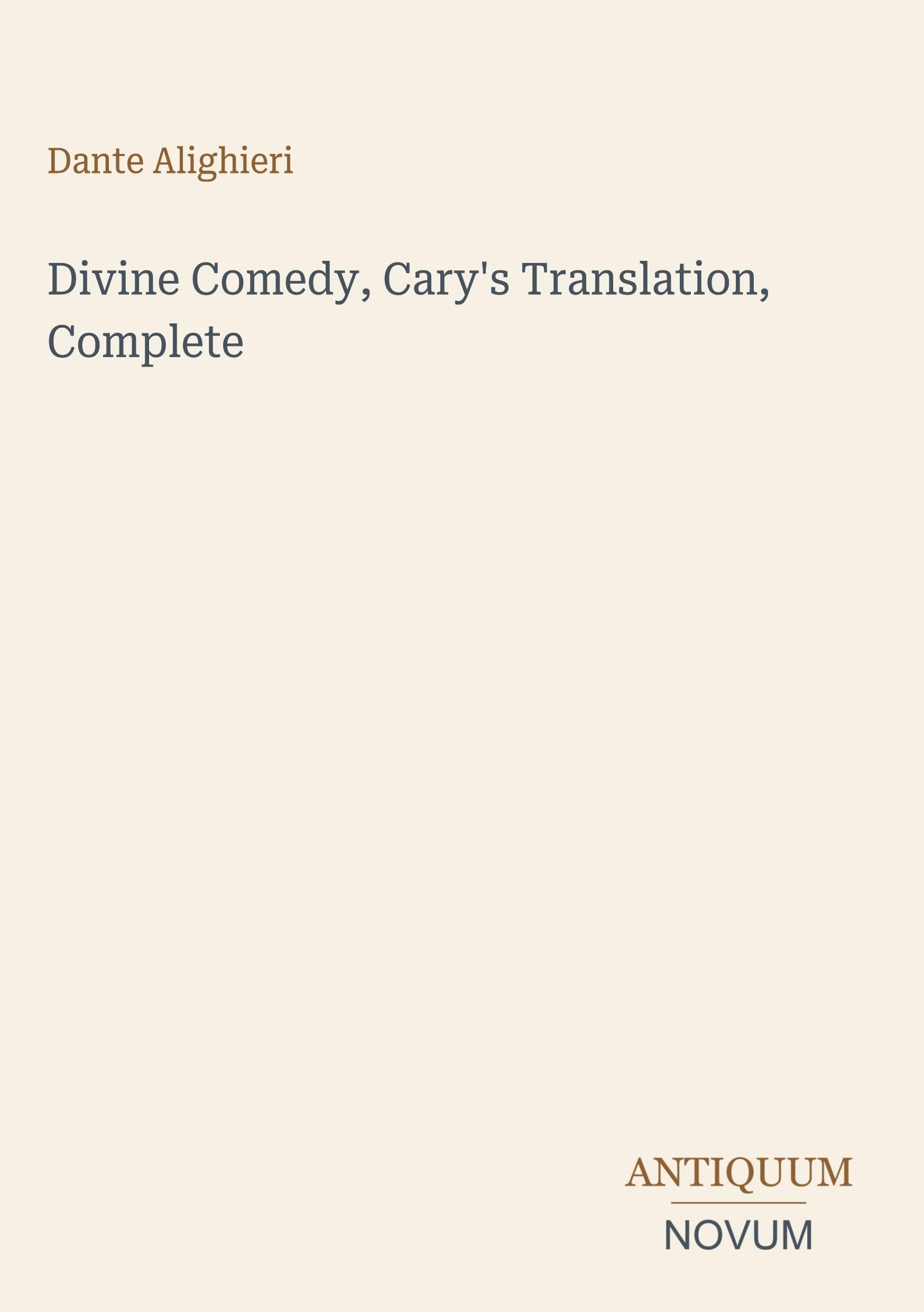 Divine Comedy, Cary's Translation, Complete
