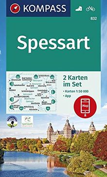 KOMPASS Wanderkarte Spessart: 2 Wanderkarten 1:50000 im Set inklusive Karte zur offline Verwendung in der KOMPASS-App. Fahrradfahren. (KOMPASS-Wanderkarten, Band 832)