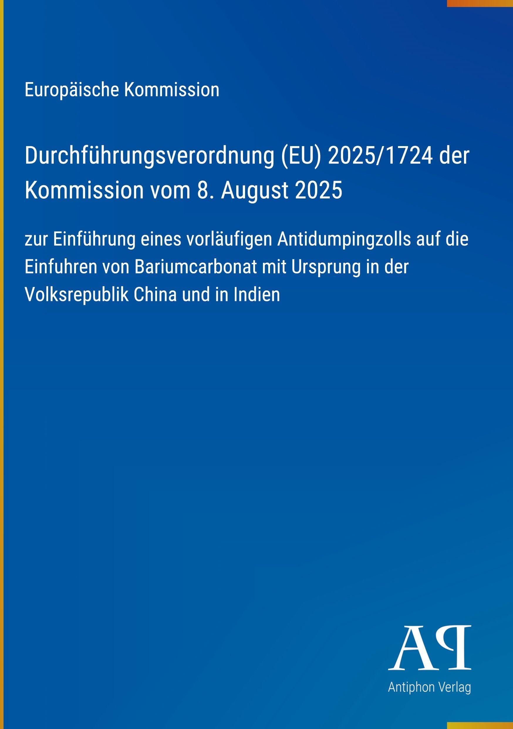 Durchführungsverordnung (EU) 2025/1724 der Kommission vom 8. August 2025