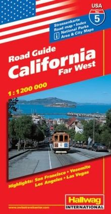 Hallwag USA Road Guide, No.5, California: Far West, Area and City Maps. National Parks. Highlights: San Francisco, Los Angeles, Las Vegas, Yosemite. Straßenkarte, Index (USA Road Guides)